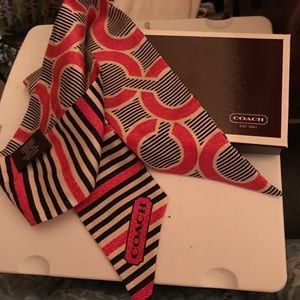 Coach scarf, pony tail, nautical